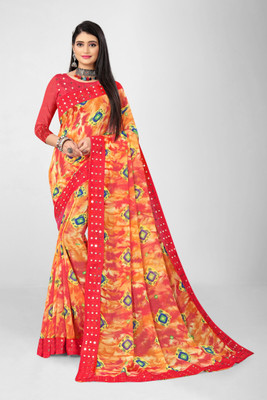 SANKHALA ENTEPRISES Printed Bandhani Georgette Saree(Red)