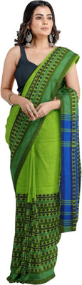 Joyguru Textile Printed Tant Cotton Blend Saree(Light Green)