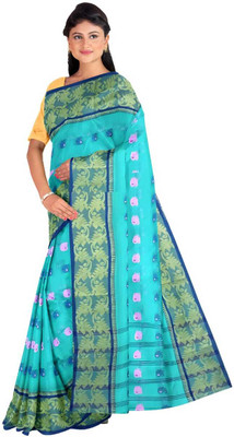 HARE KRISHNA ENTERPRISE Solid/Plain Handloom Pure Cotton Saree(Light Green)