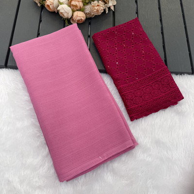 Sanskriti Synthetics Solid/Plain Handloom Georgette Saree(Pink)