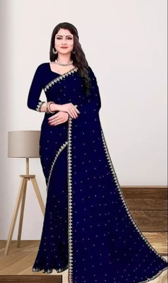 Nirvaan Solid/Plain Bollywood Chiffon Saree(Multicolor)