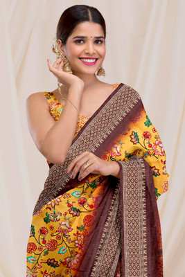 DHARMRAJ ENTERPRISE Digital Print Bollywood Cotton Silk Saree(Yellow)