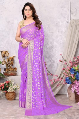FABMORA Printed, Self Design Bollywood Georgette Saree(Purple)