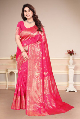 Karnav Fashion Printed Banarasi Art Silk Saree(Pink)
