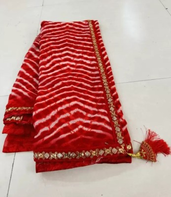 Salco Striped Bollywood Georgette Saree(Red)