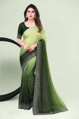 Kakadiya Trends Embellished Bollywood Chiffon Saree(Green)