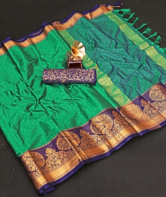 Fashion Club Collection Self Design, Woven Kanjivaram Cotton Silk, Jacquard Saree(Multicolor)