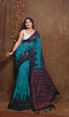 Dixon Self Design Sambalpuri Pure Cotton Saree(Light Green)