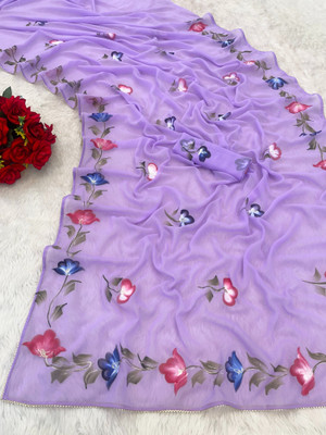 VRISE Floral Print Bollywood Georgette Saree(Multicolor)