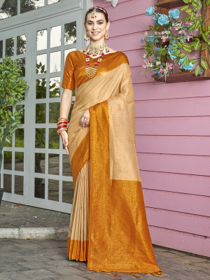sagarika Solid/Plain Bollywood Art Silk Saree(Yellow)