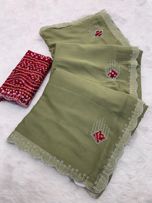 Ethina Fashion Dyed Bollywood Georgette Saree(Light Green)