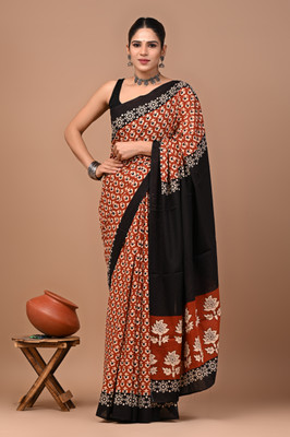 Jashvita Printed Handloom Pure Cotton Saree(Multicolor)