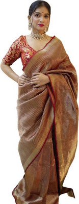 KAKADIYA Self Design Kanjivaram Pure Silk Saree(Maroon)