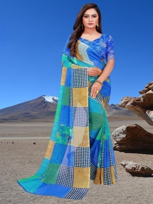 Saadhvi Printed Banarasi Lycra Blend Saree(Multicolor)