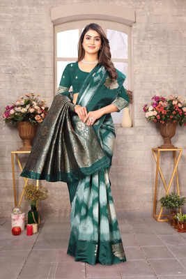 SIDDHESHWAR Self Design Assam Silk Lycra Blend Saree(Green)