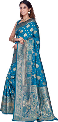 sorathiya enterprise Woven Banarasi Silk Blend Saree(Light Green)