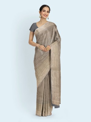 Meena Bazaar Woven Bollywood Art Silk Saree(Grey)