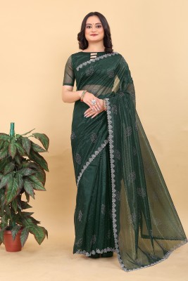 kamani fashion Self Design Bollywood Net Saree(Green)