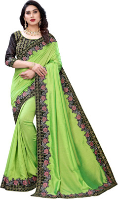 Go4Fashion Embellished Bollywood Silk Blend Saree(Light Green)