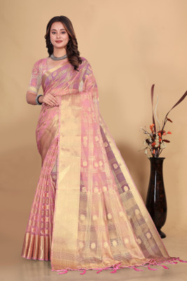 Aarunika SBT Solid/Plain Bollywood Organza Saree(Pink)