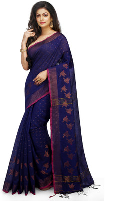 Divastri Woven Taant Pure Cotton Saree(Blue)