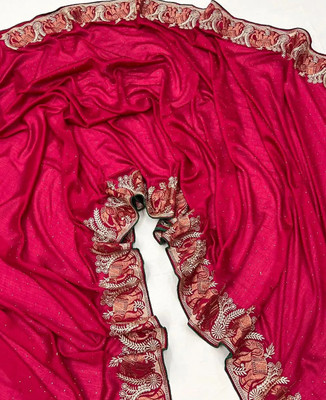 RK Creation Embroidered Garad Chiffon Saree(Pink)