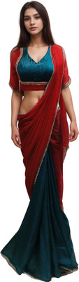 NANCY DESIGNER Solid/Plain Bollywood Pure Silk Saree(Red)