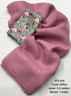 Dhanlaxmi CreationLLP Solid/Plain, Dyed Bollywood Chiffon Saree(Pink)