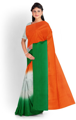 Aarunika Shivshakti Solid/Plain Bandhani Organza Saree(Multicolor)