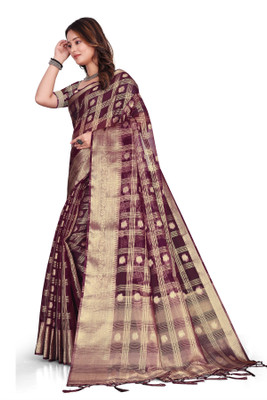Aarunika SBT Self Design Bollywood Organza Saree(Magenta)
