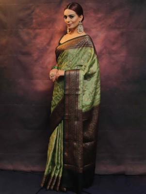 MISHIKAHD Self Design Banarasi Jacquard Saree(Green)