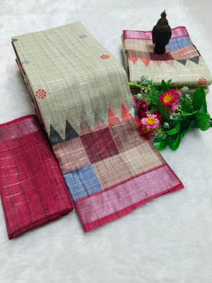 Gajal Woven Kanjivaram Cotton Linen, Pure Cotton Saree(Cream)