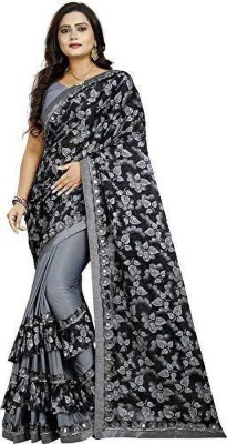 Sakifashion Embroidered Leheria Pure Silk Saree(Grey)