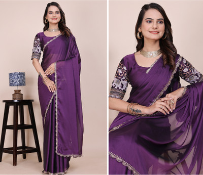 K 5 FASHION Embellished Bollywood Georgette Saree(Purple)