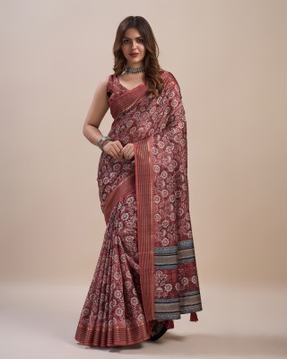 RekhaManiyar Printed Bollywood Viscose Rayon Saree(Maroon)