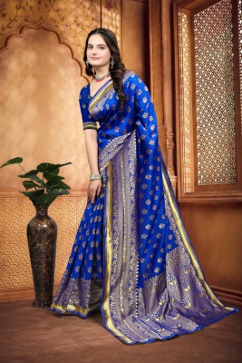 Om Shantam sarees Woven Banarasi Art Silk, Jacquard Saree(Blue)