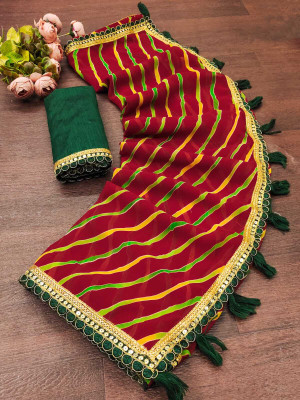 TANVIR Embellished Saree with Attached Blouse Georgette Saree(Multicolor)