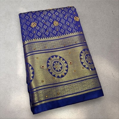 Aiman Creation Embellished Banarasi Art Silk Saree(Blue)