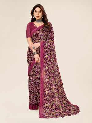 kashvi sarees Geometric Print Daily Wear Georgette Saree(Pink)