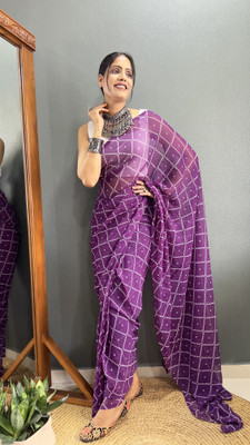 Moda Rapido Printed Bandhani Georgette Saree(Purple)