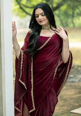 BHAGYAVATI DESIGNER Self Design Bollywood Chiffon Saree(Maroon)