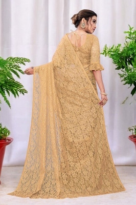 NNexaFashion Self Design Bollywood Brasso Saree(Brown)