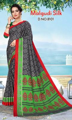 SGM Printed Daily Wear Art Silk Saree(Grey)