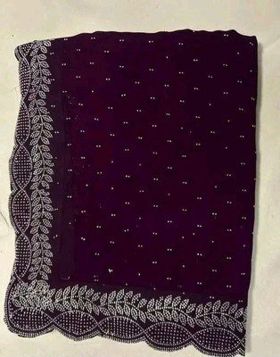 DR Enterpris Solid/Plain Bollywood Georgette Saree(Purple)