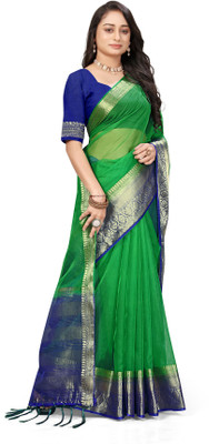 Aarunika MNT Printed Bollywood Organza Saree(Dark Green)