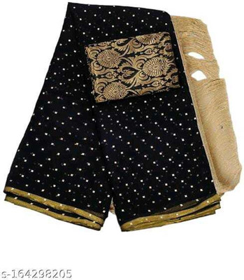 VINIT ENTERPRISE Embellished Daily Wear Chiffon Saree(Black)