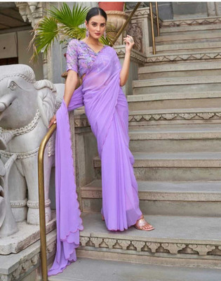 supalee tex Solid/Plain Bollywood Georgette Saree(Multicolor)