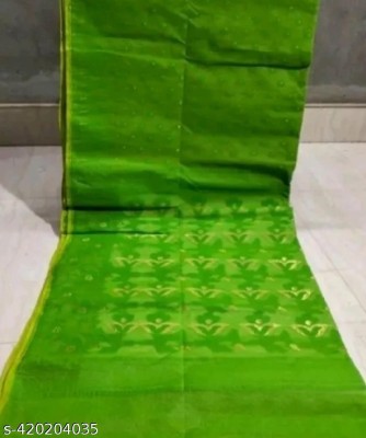 AMITA BUTIQUE Woven Jamdani Cotton Silk Saree(Green)