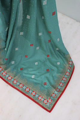 KHRITI FAB Embroidered Bollywood Silk Blend Saree(Light Blue)