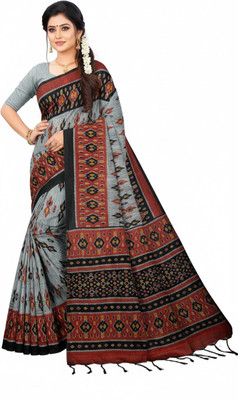 Padma Self Design, Printed Sambalpuri Pure Cotton Saree(Grey)